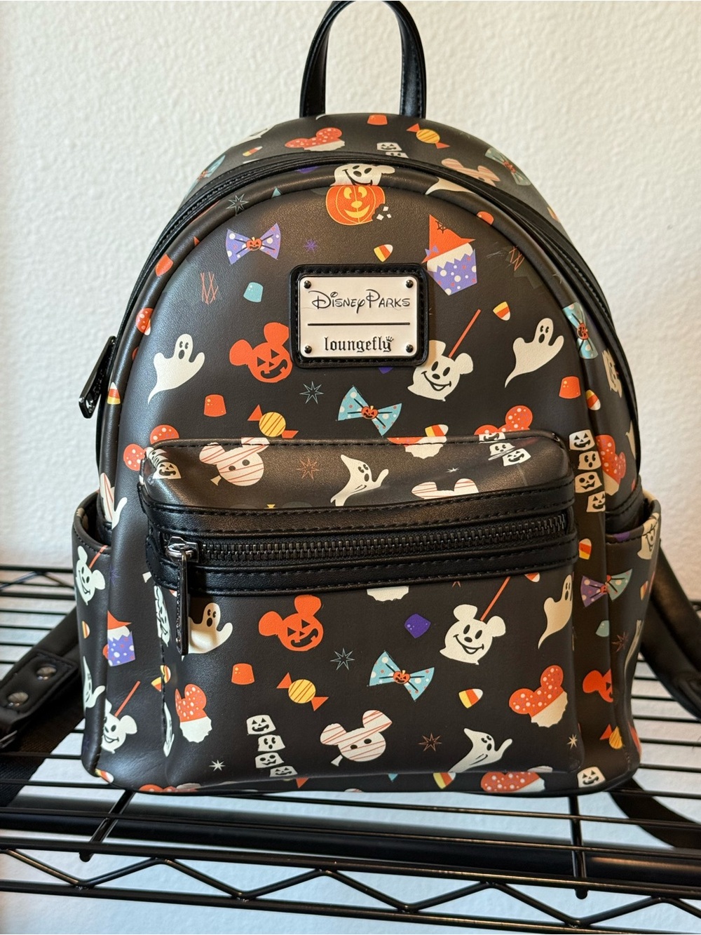 Loungefly Black Halloween Mickey Mini Backpack with Candy & Ghosts